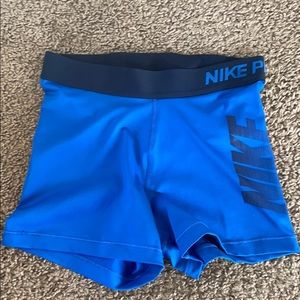 Blue Nike Pro Spandex Shorts